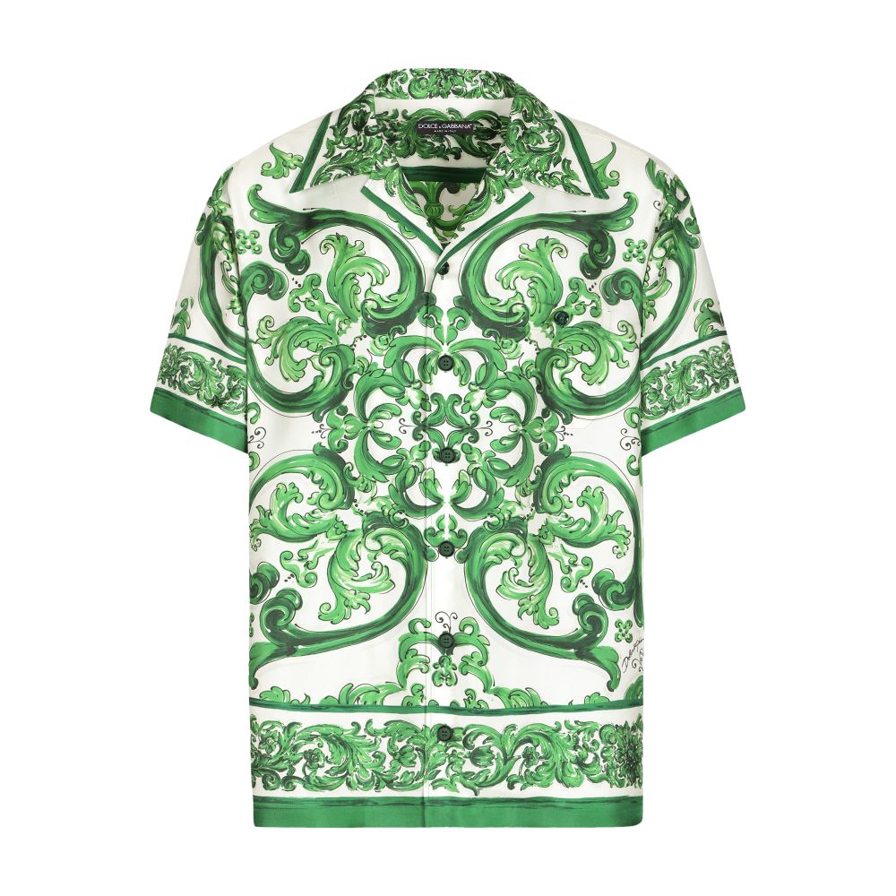 Dolce & Gabbana Silk twill Hawaiian shirt with majolica print