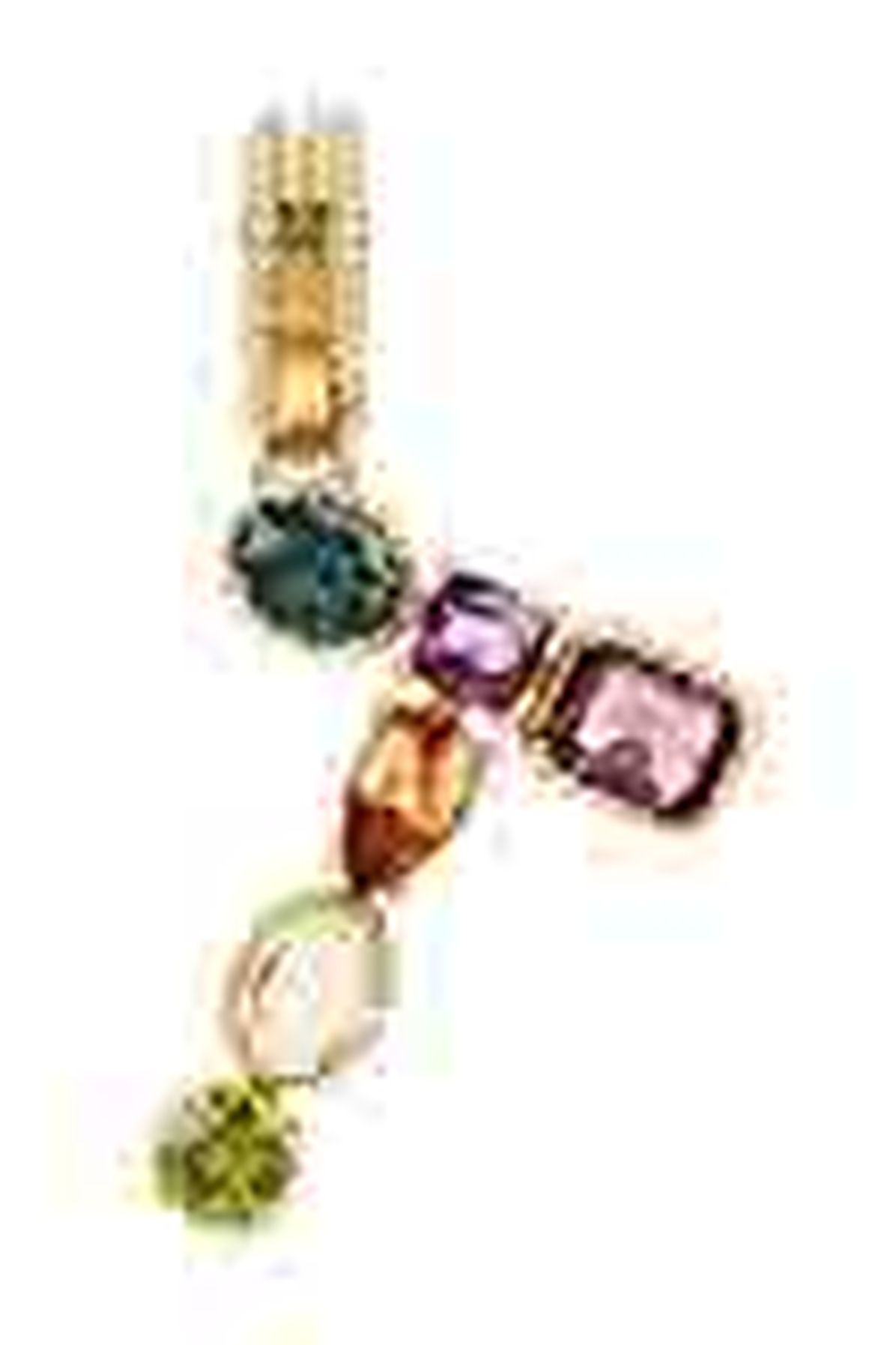 Dolce & Gabbana Rainbow alphabet T 18 kt yellow gold charm with multicolor fine gems