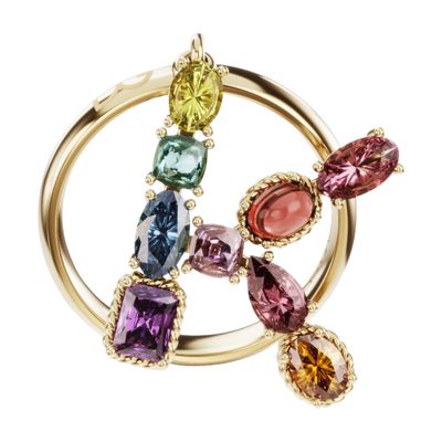 Dolce & Gabbana Rainbow alphabet K ring in yellow gold with multicolor fine gems