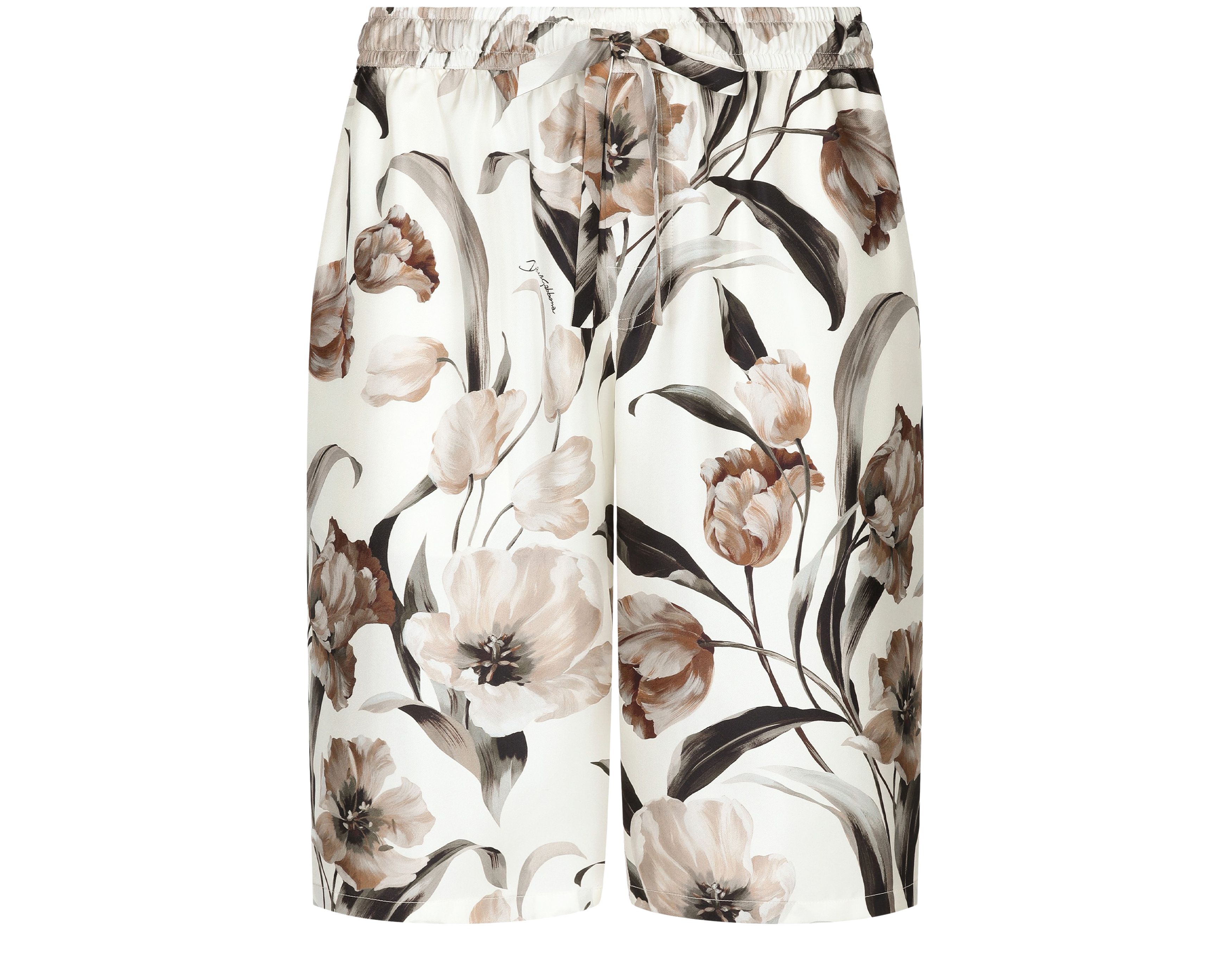 Dolce & Gabbana Floral-print silk jogging shorts