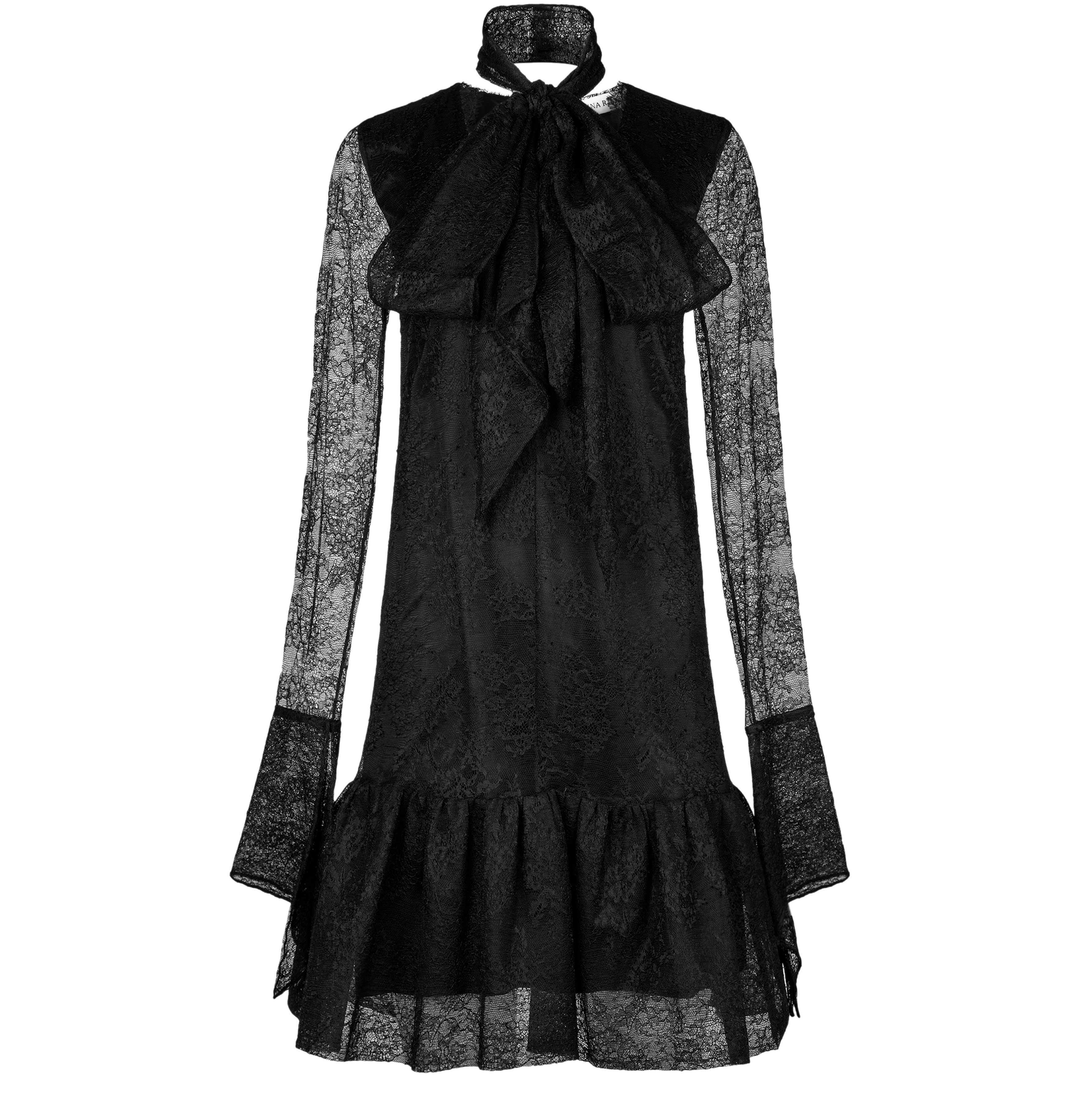 Nina Ricci Knee Ruffle Lace Dress