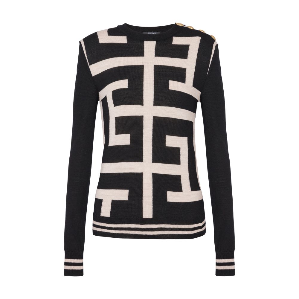 Balmain Monogrammed maxi knit sweater