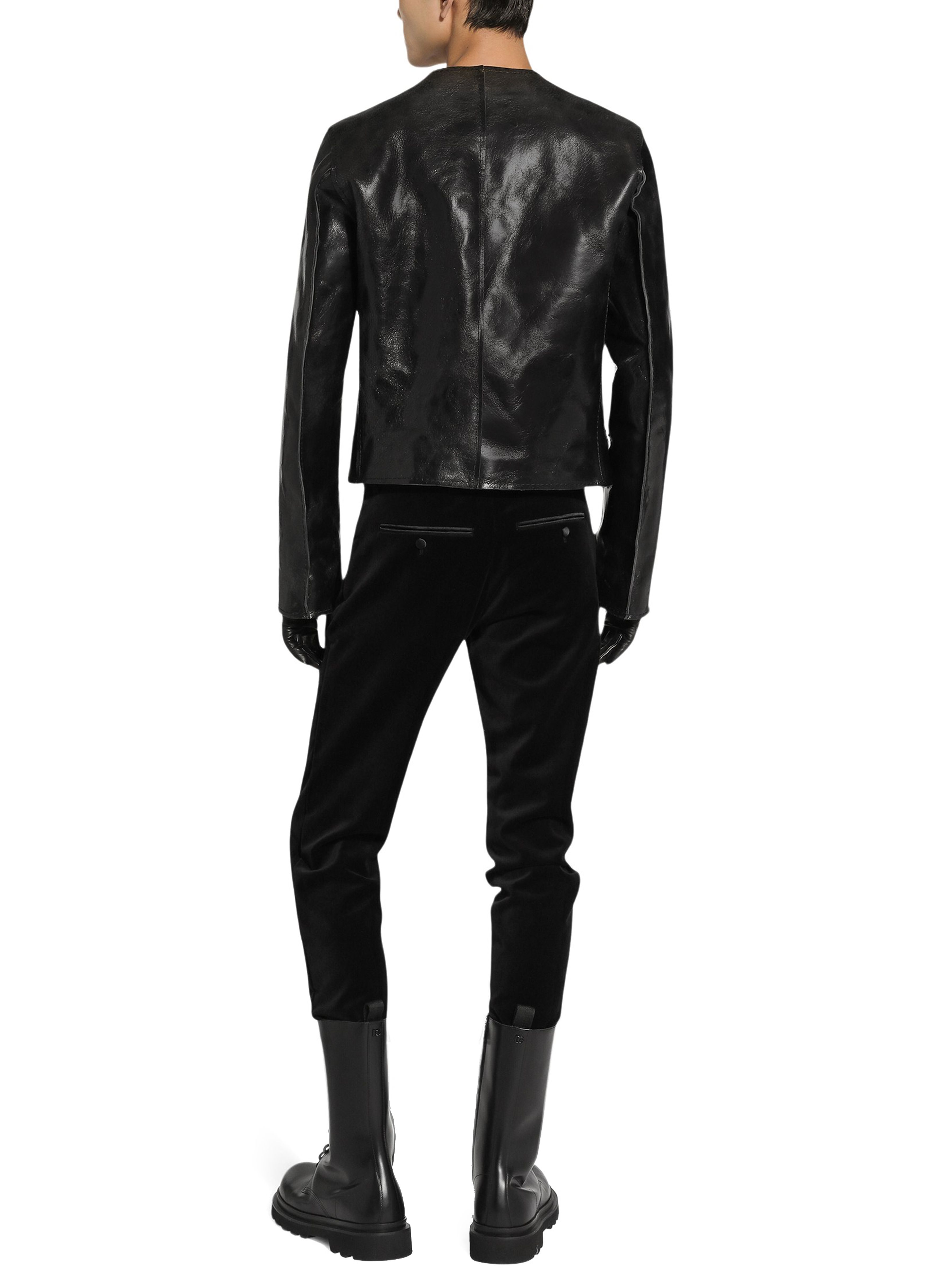 Dolce & Gabbana Collarless leather jacket