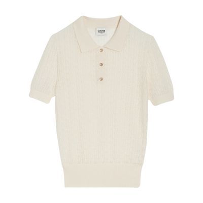  Fine-knit polo collar jumper