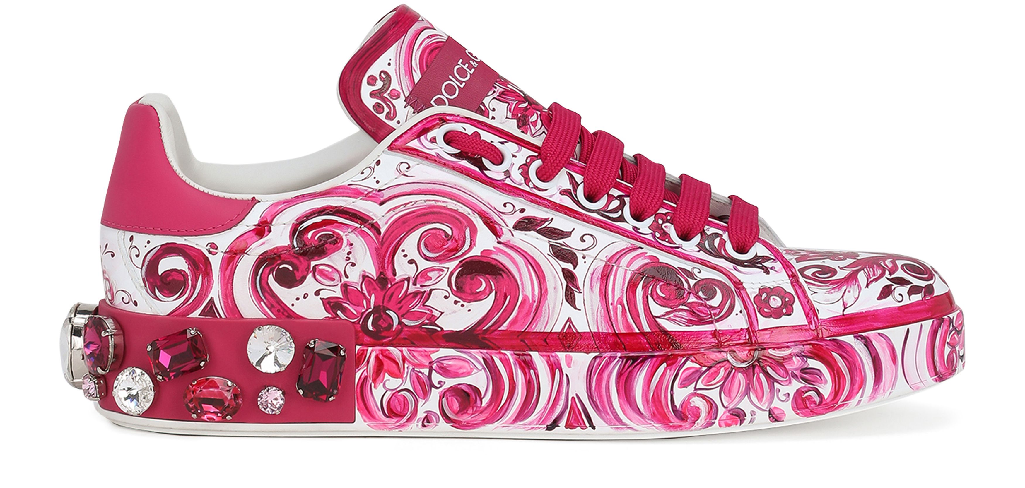 Dolce & Gabbana Portofino majolica-print calfskin sneakers