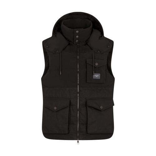 Dolce & Gabbana Quilted gilet with hood and branded plate