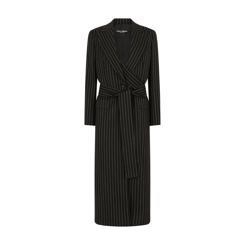 Dolce & Gabbana Pinstripe woolen robe coat