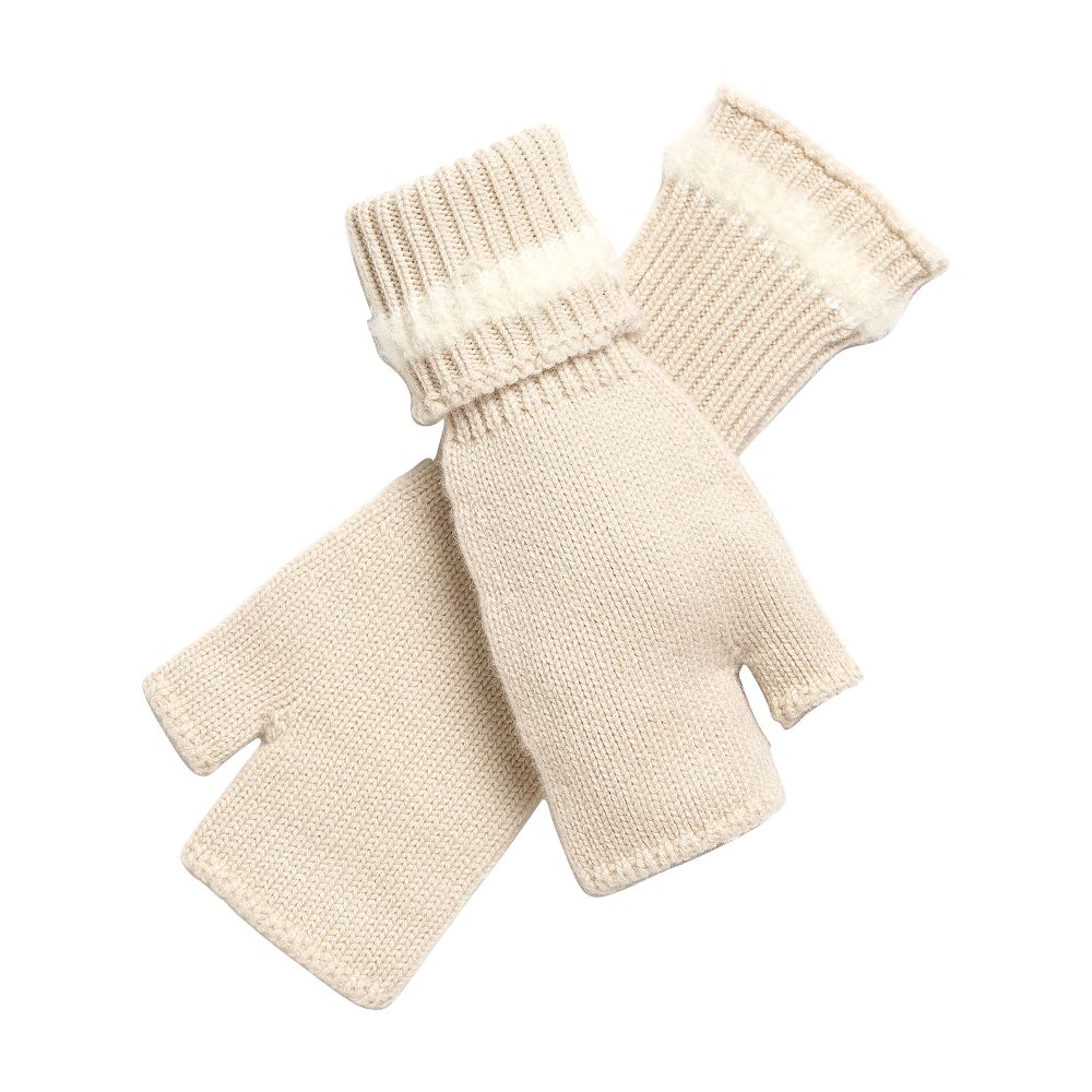 Barrie Shearling-effect cashmere fingerless gloves