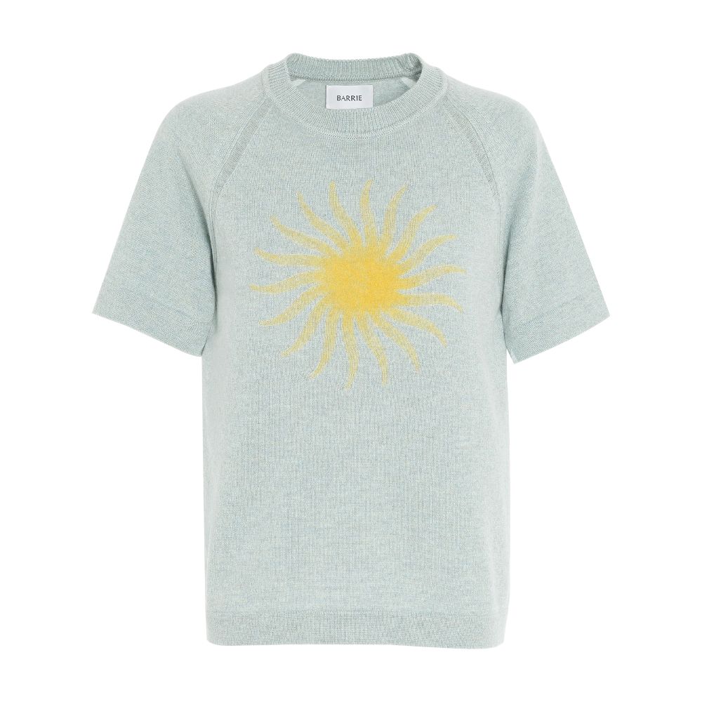 Barrie Short-sleeved cashmere top with sunburst motif