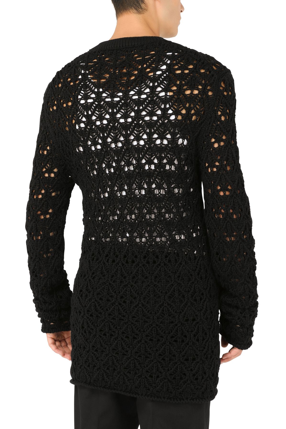 Dolce & Gabbana Round-neck wool lace-stitch top