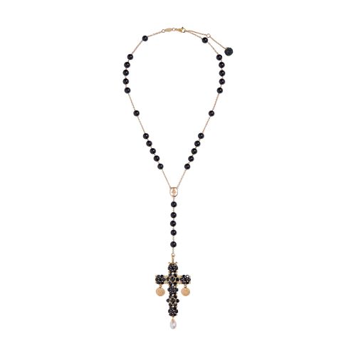 Dolce & Gabbana Tradition rosary in yellow gold black sapphires