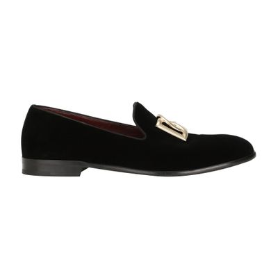 Dolce & Gabbana Velvet slippers with DG logo