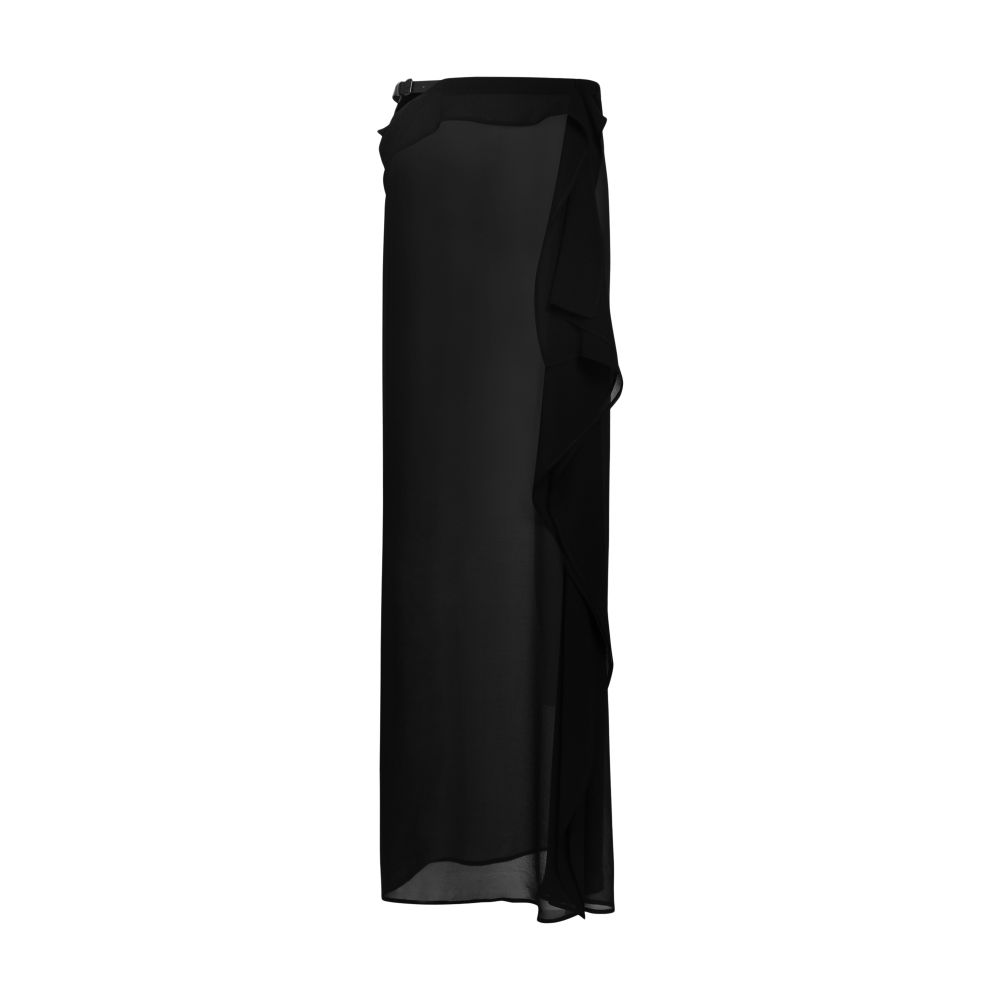 Ann Demeulemeester Medi long asymmetric skirt with leather belt