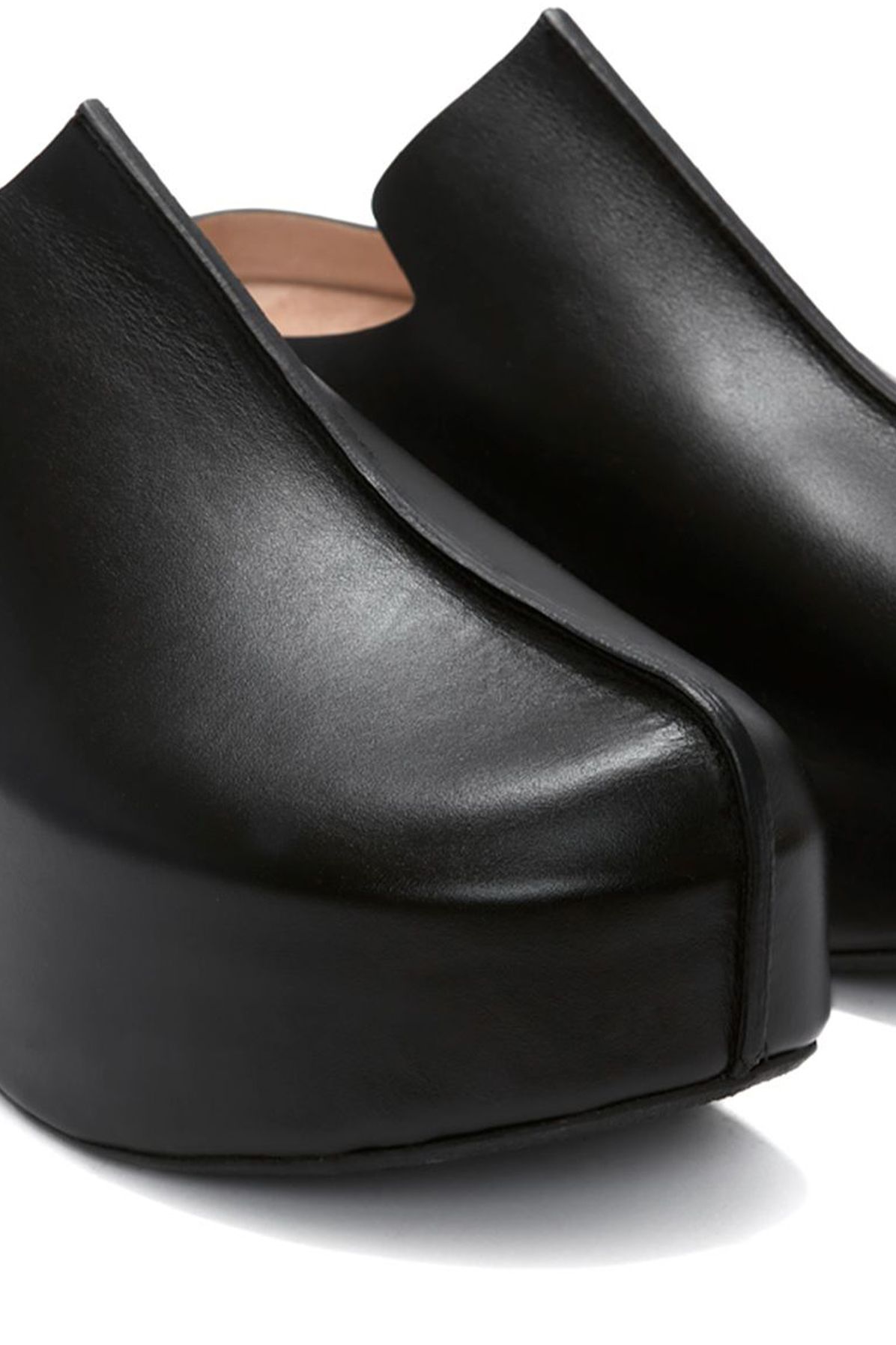  Leather platform clogs