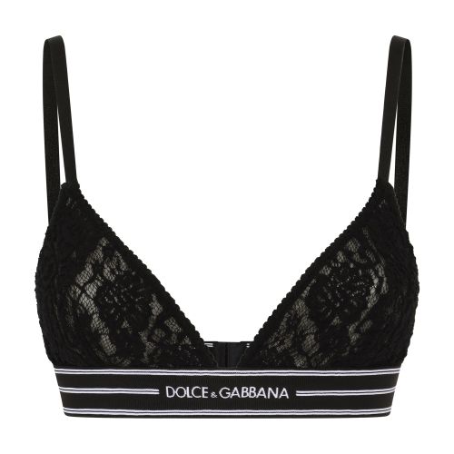 Dolce & Gabbana Non-underwired lace bra with branded elastic