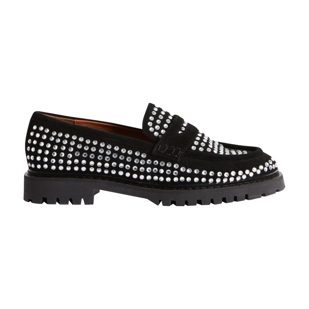  Leather loafers with rhinestones