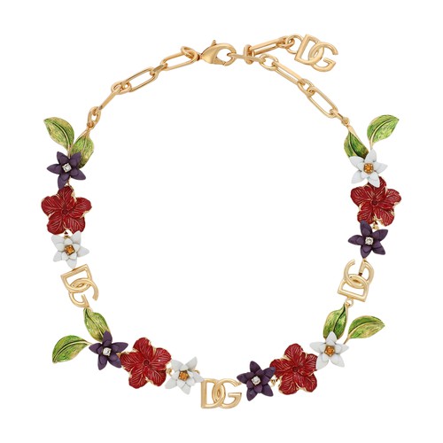 Dolce & Gabbana Choker with flowers and DG logos