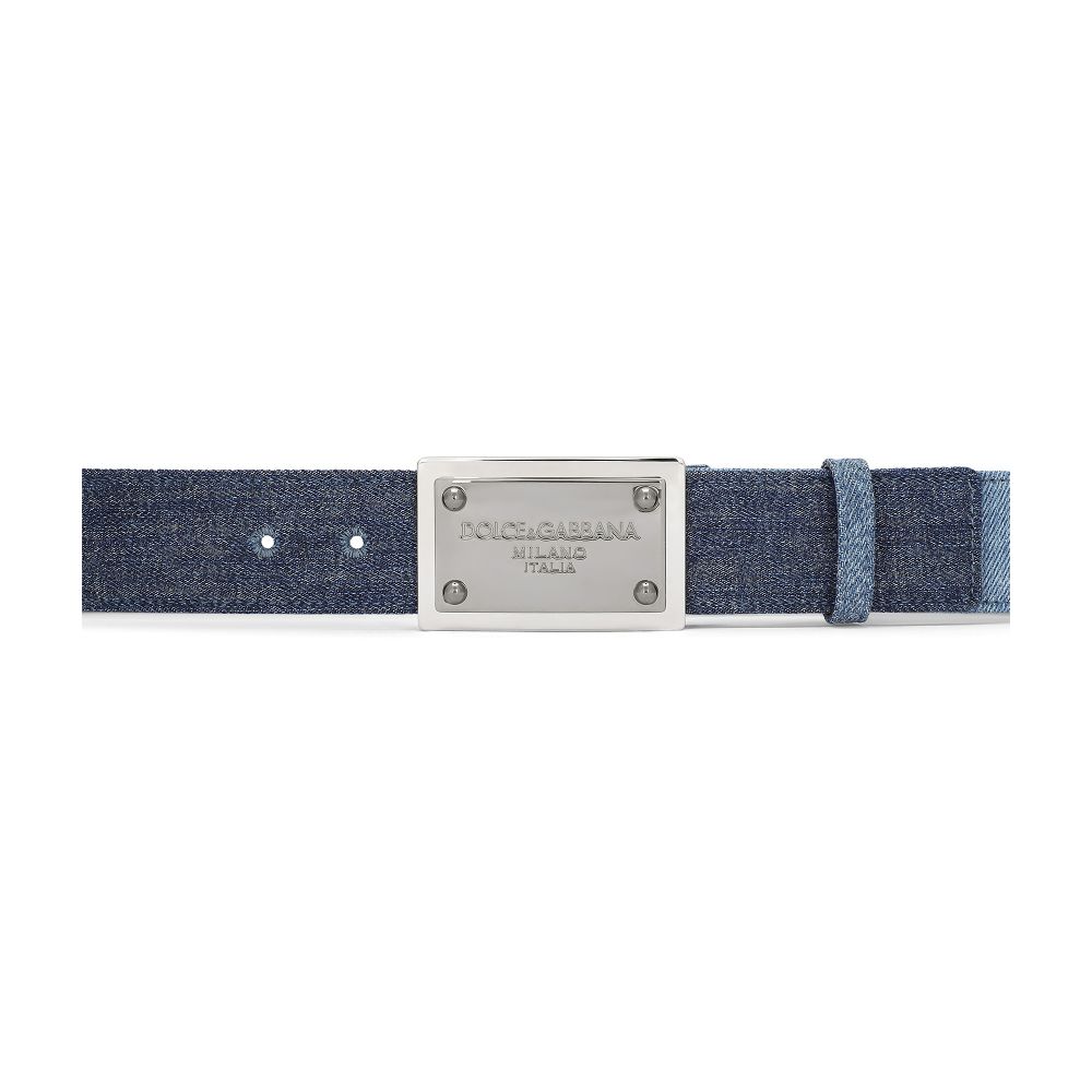 Dolce & Gabbana Patchwork denim belt with logo tag