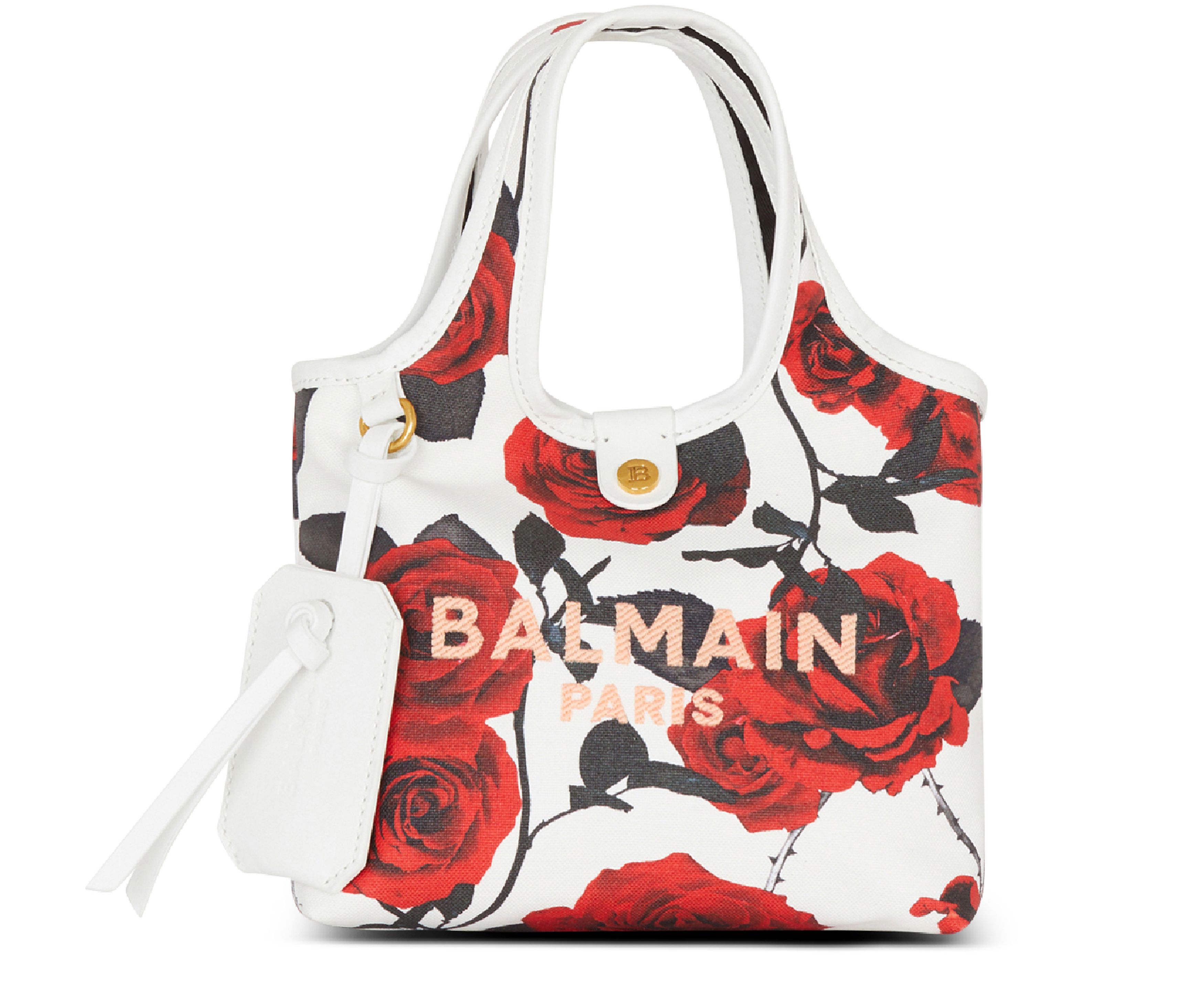 Balmain B-Army mini canvas grocery bag