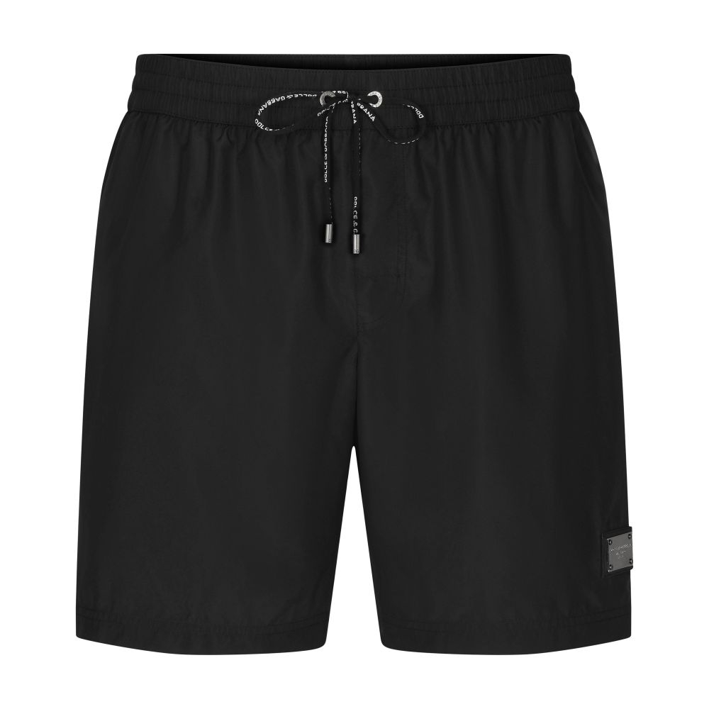 Dolce & Gabbana Mid-length swim trunks with branded plate