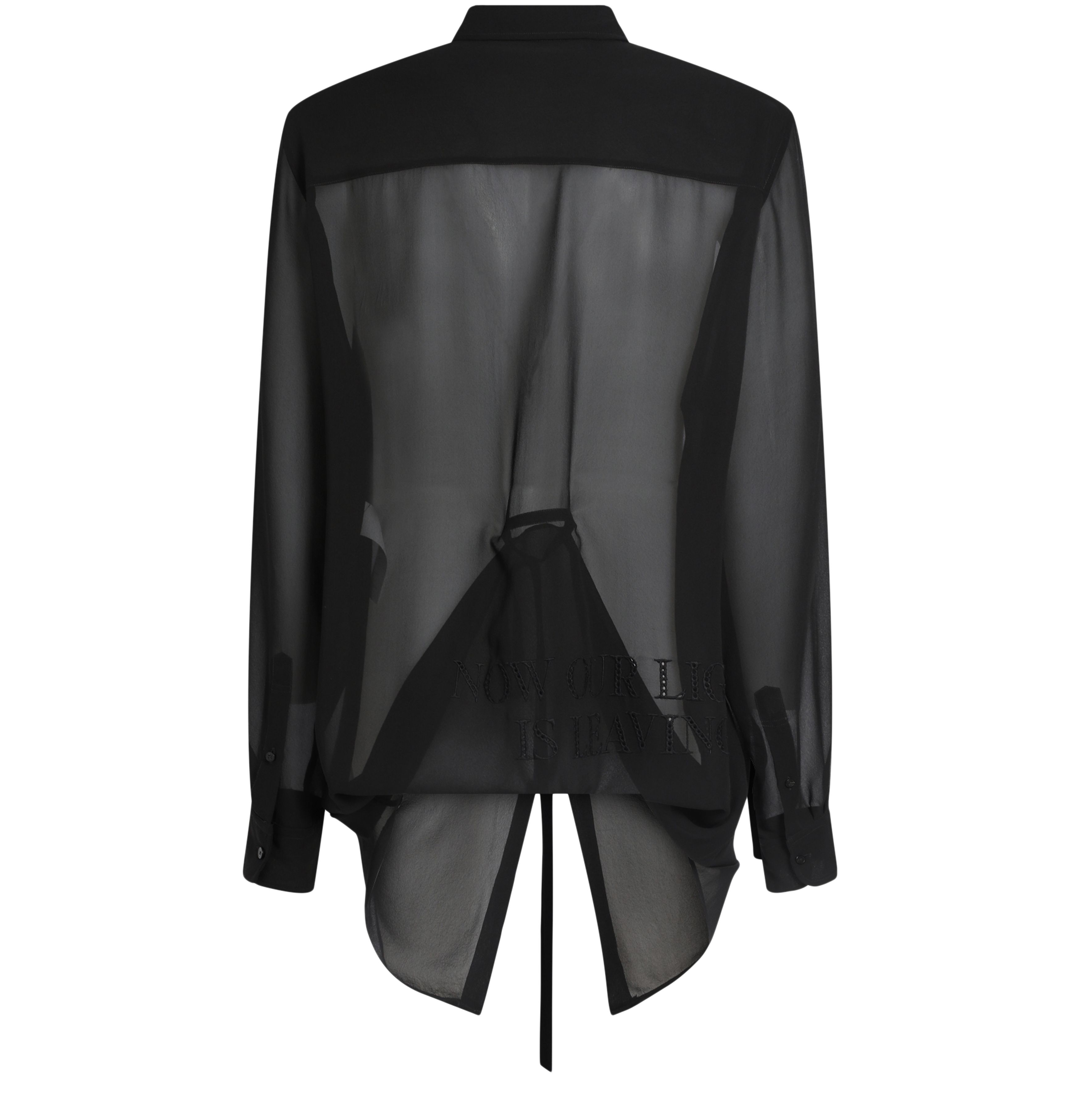 Ann Demeulemeester Valere long relax fit shirt draped on back broderie