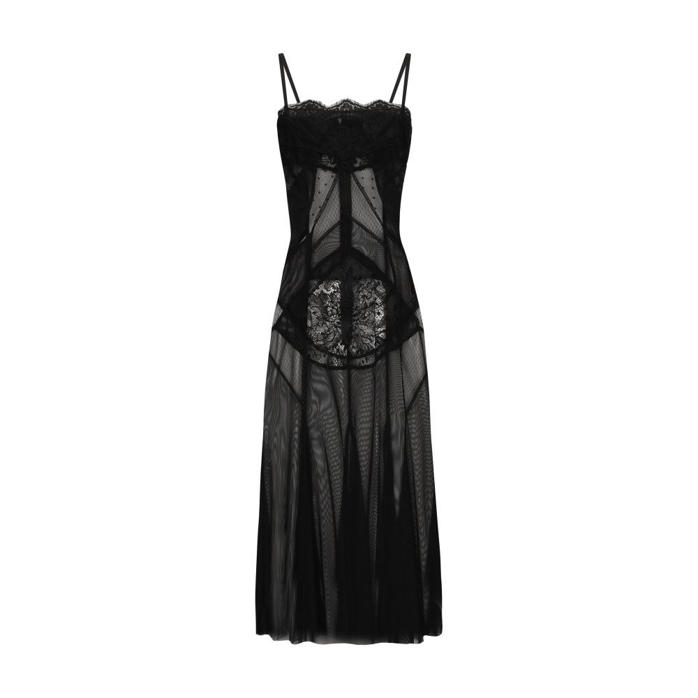 Dolce & Gabbana Tulle, mesh and lace slip dress