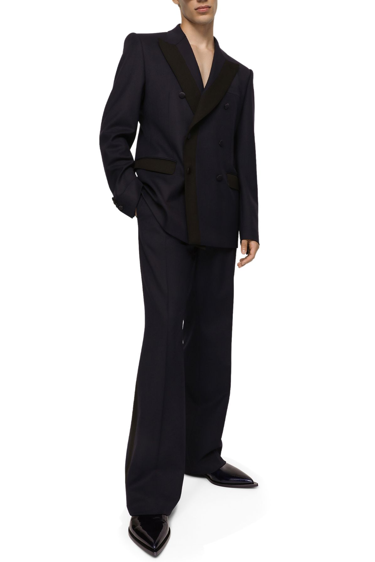 Dolce & Gabbana Stretch wool tuxedo pants with straight leg