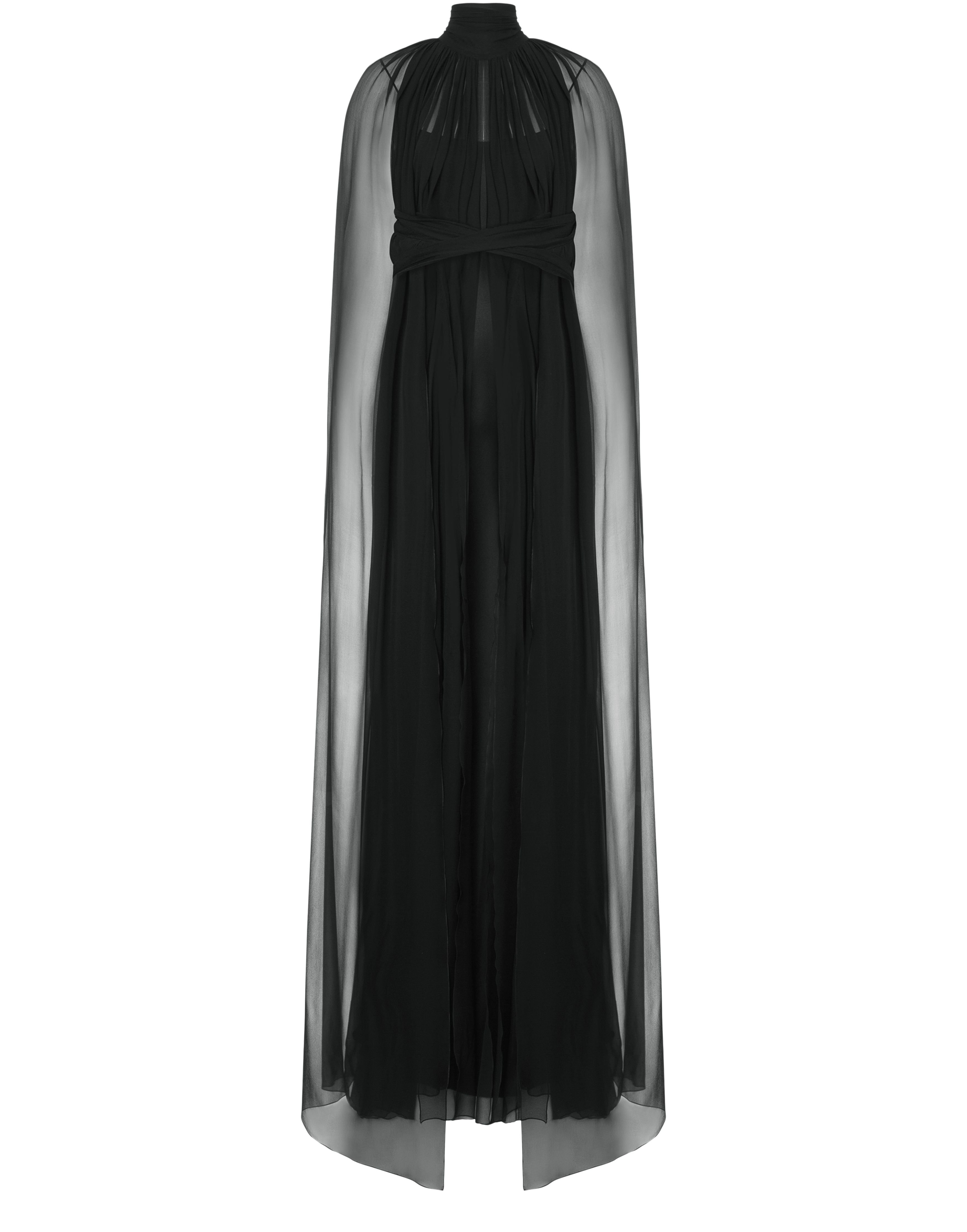 Alberta Ferretti Organic chiffon cape dress