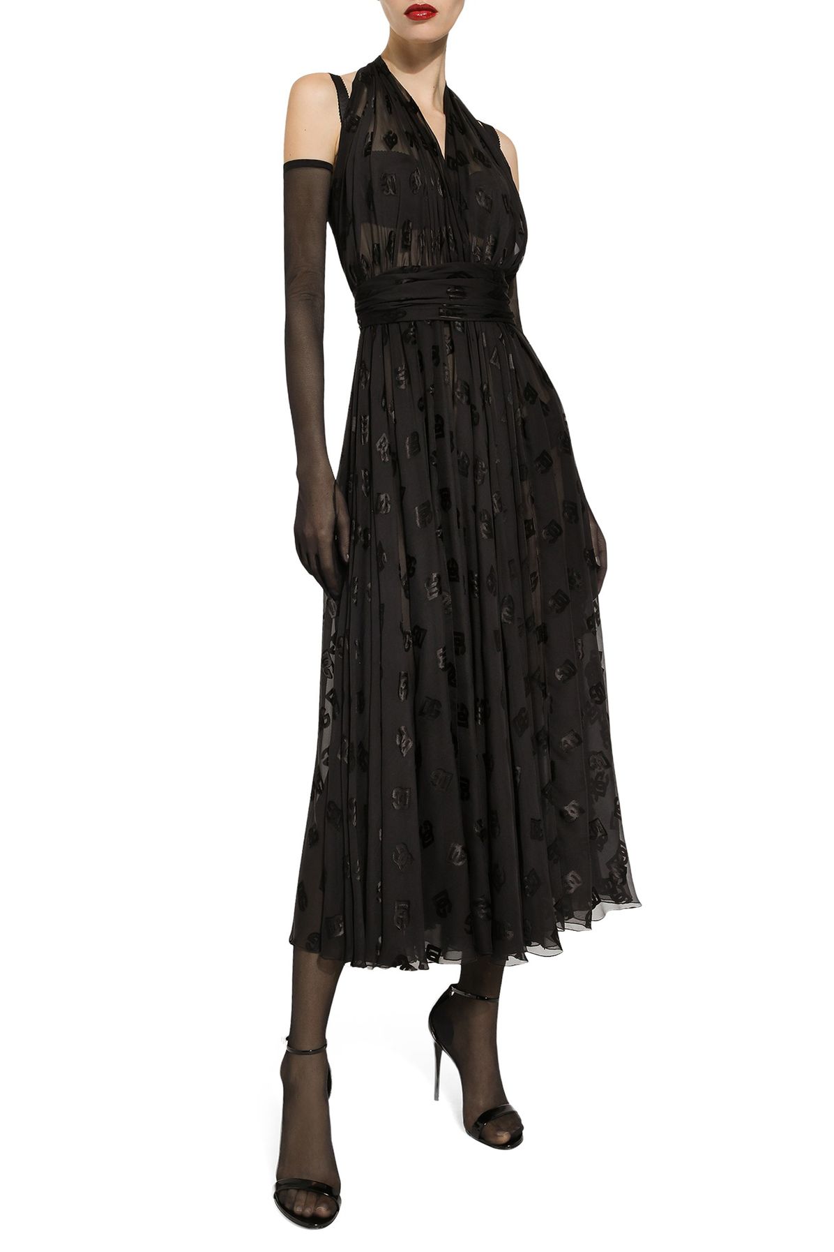 Dolce & Gabbana Dévoré satin calf-length dress