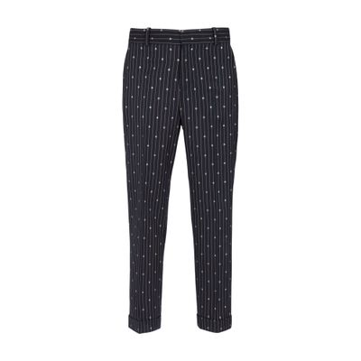 Balmain Pleated pants in wool with monogrammed stripes