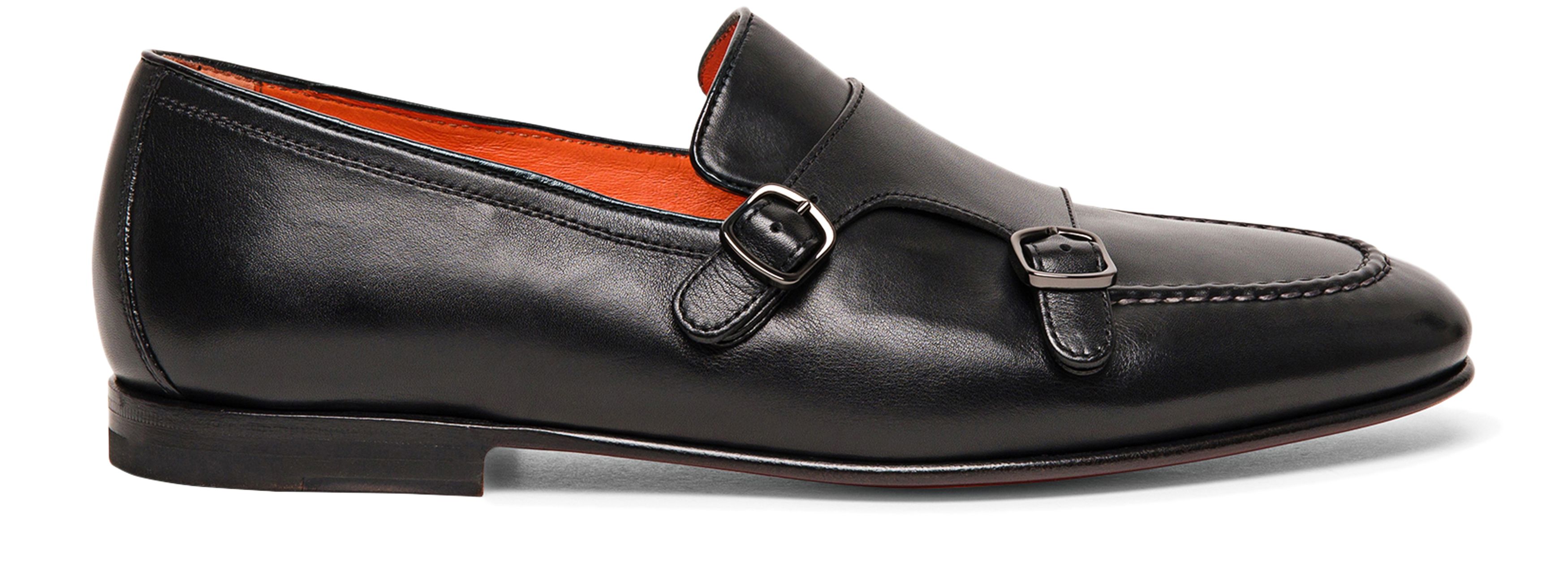 Santoni Leather double-buckle loafers