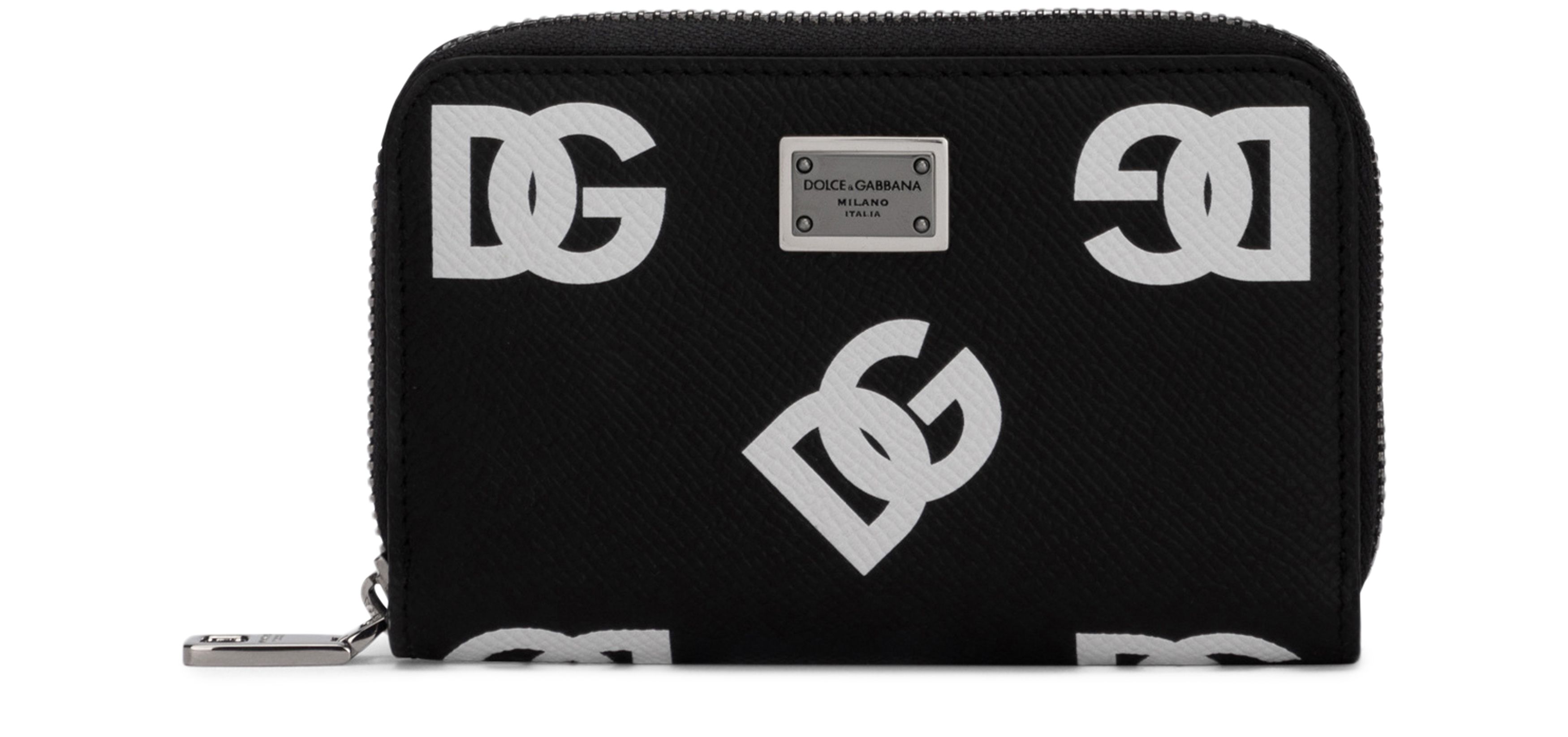 Dolce & Gabbana Small calfskin zip-around wallet with all-over DG print