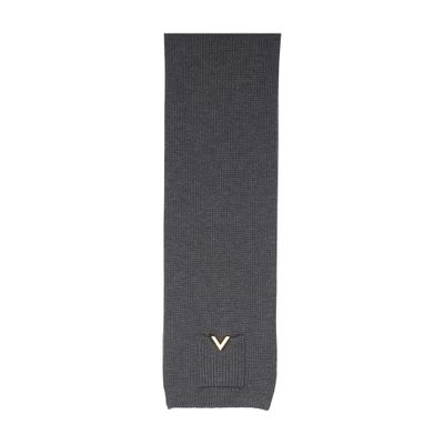 VALENTINO GARAVANI Knitted wool scarf with gold V