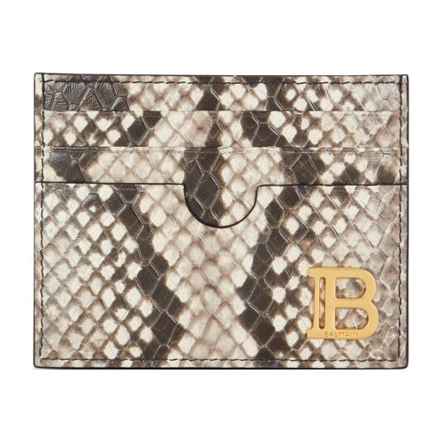 Balmain B-Buzz card holder in python-effect leather