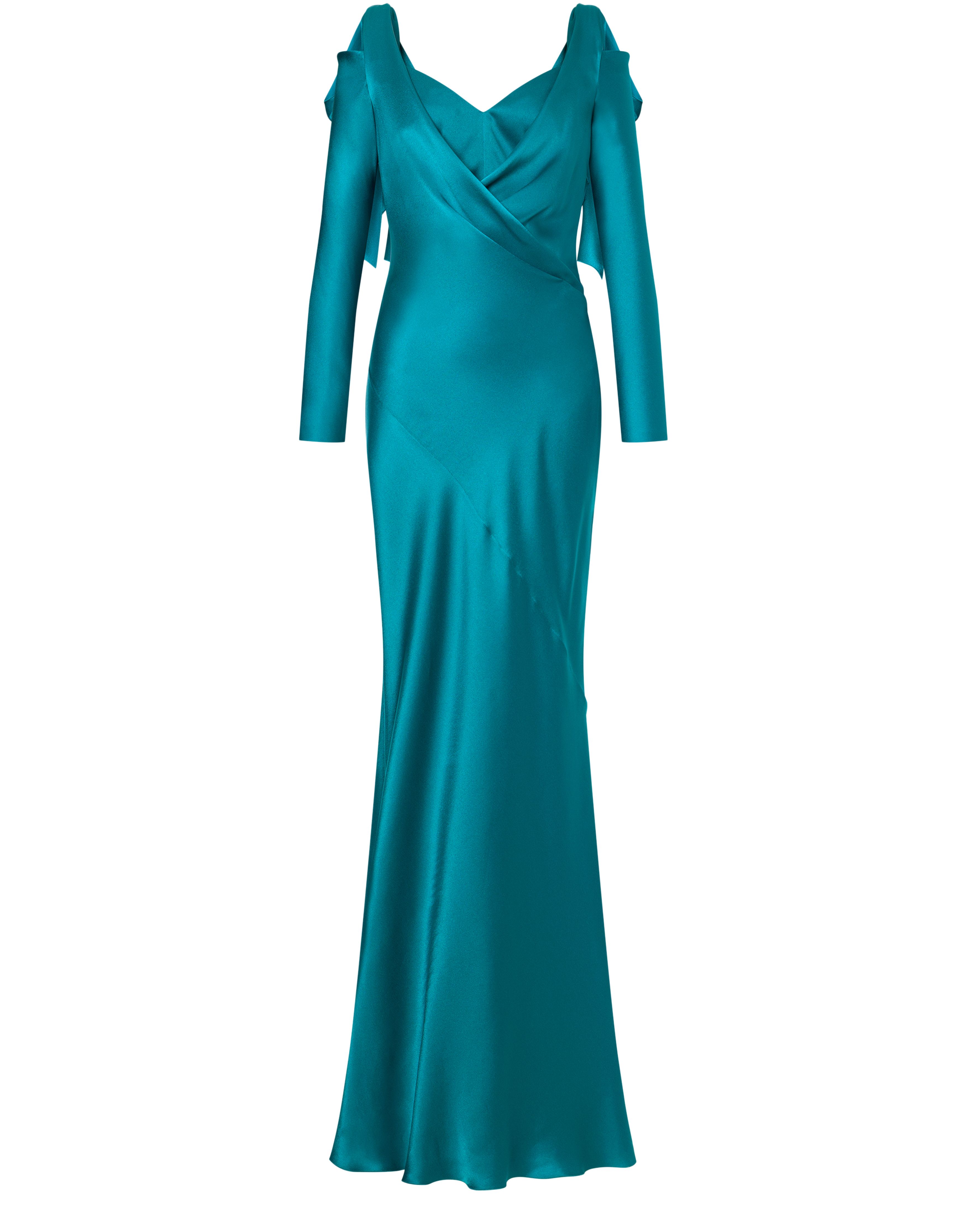 Alberta Ferretti Long satin dress with bows