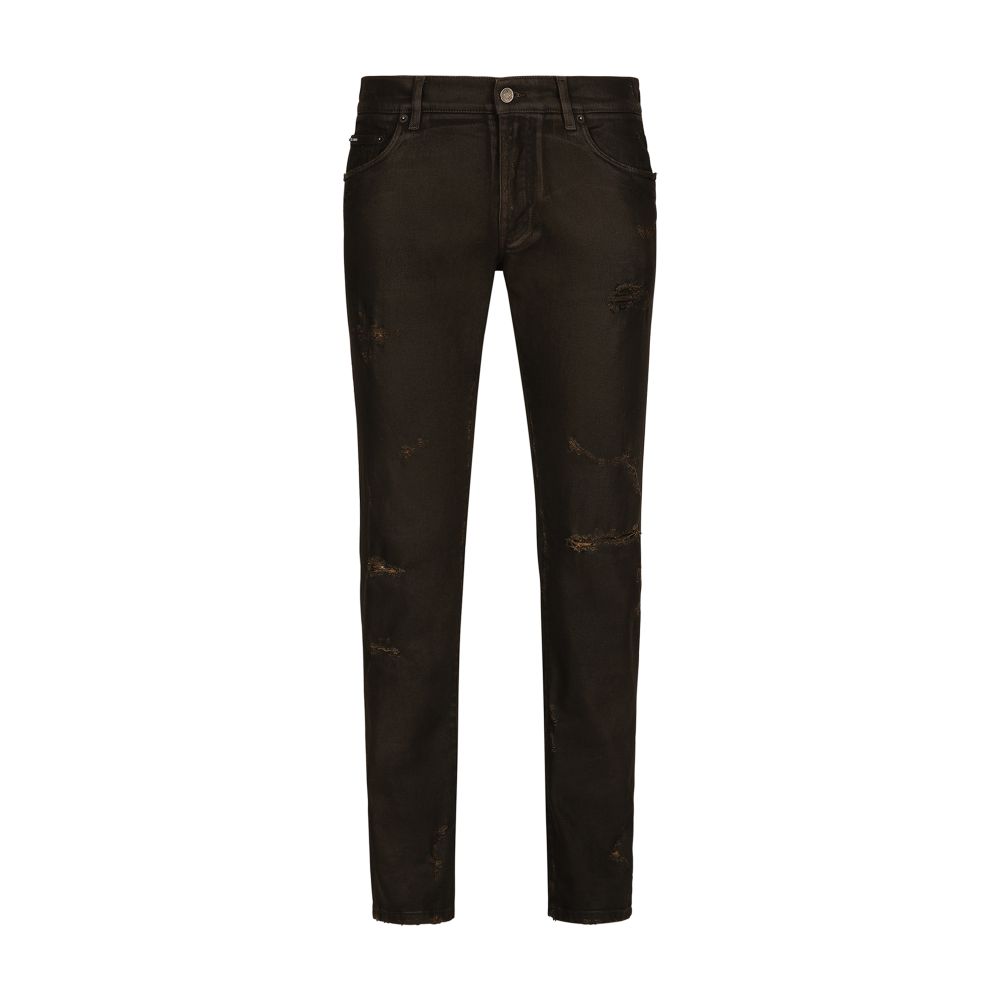 Dolce & Gabbana Waxed Slim Denim Stretch Jeans