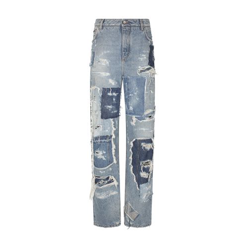 Dolce & Gabbana Patchwork denim jeans with ripped details