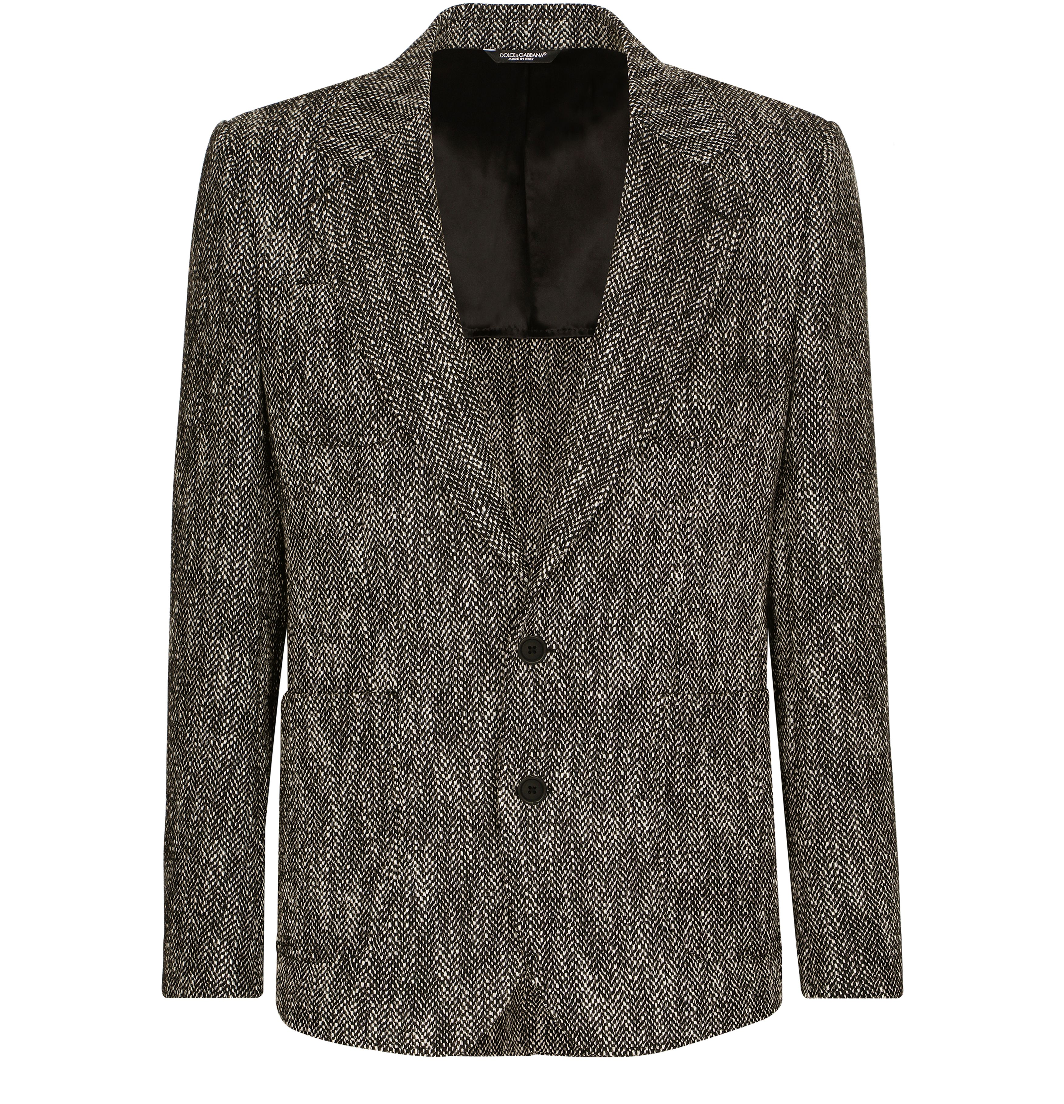 Dolce & Gabbana Herringbone Tweed Cotton and Wool Single-Breasted Jacket