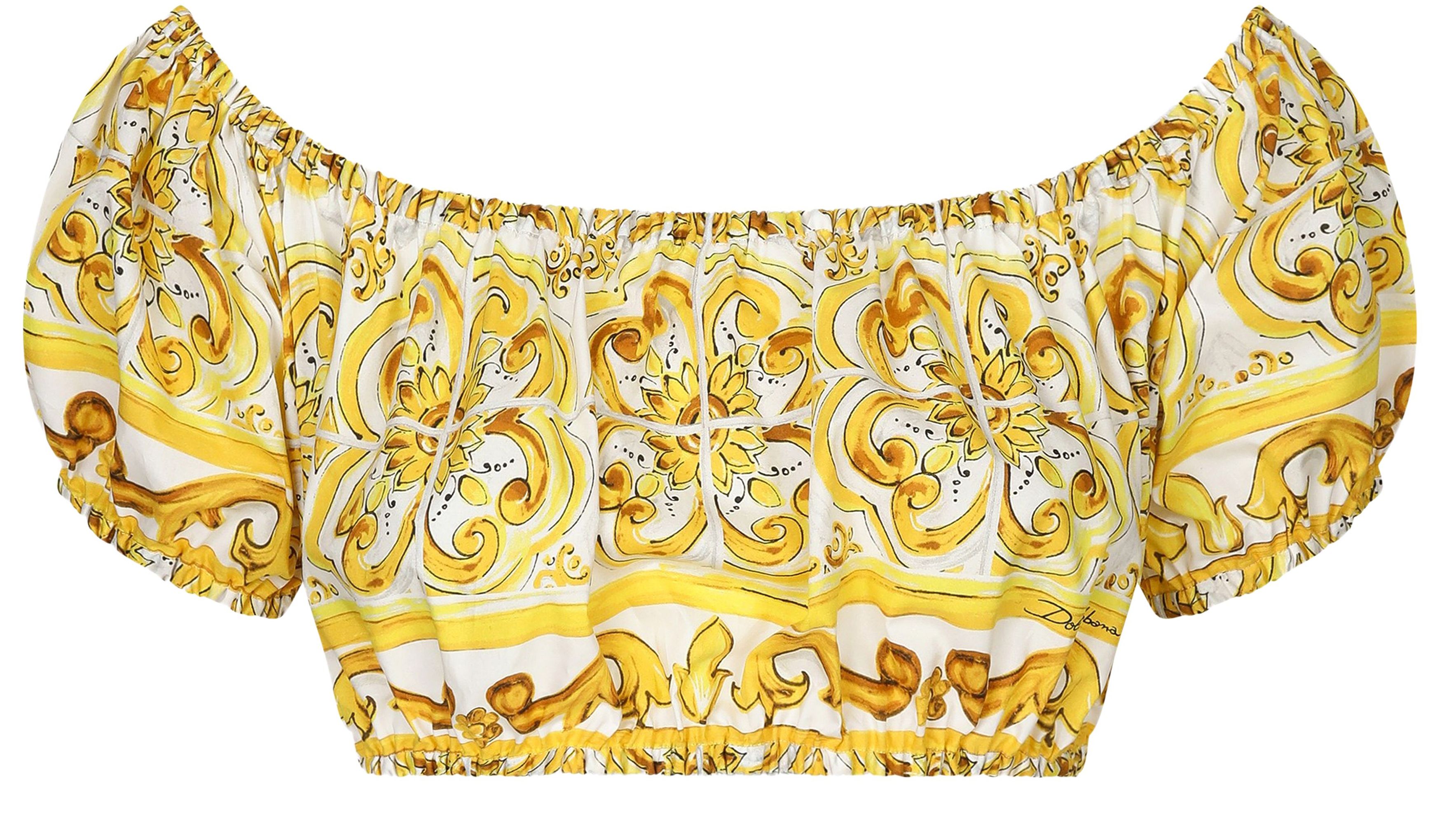 Dolce & Gabbana Majolica cotton poplin crop top