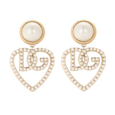 Dolce & Gabbana Drop earrings with cabochon and logo heart