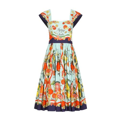 Dolce & Gabbana Bustier midi dress in citrus-print poplin