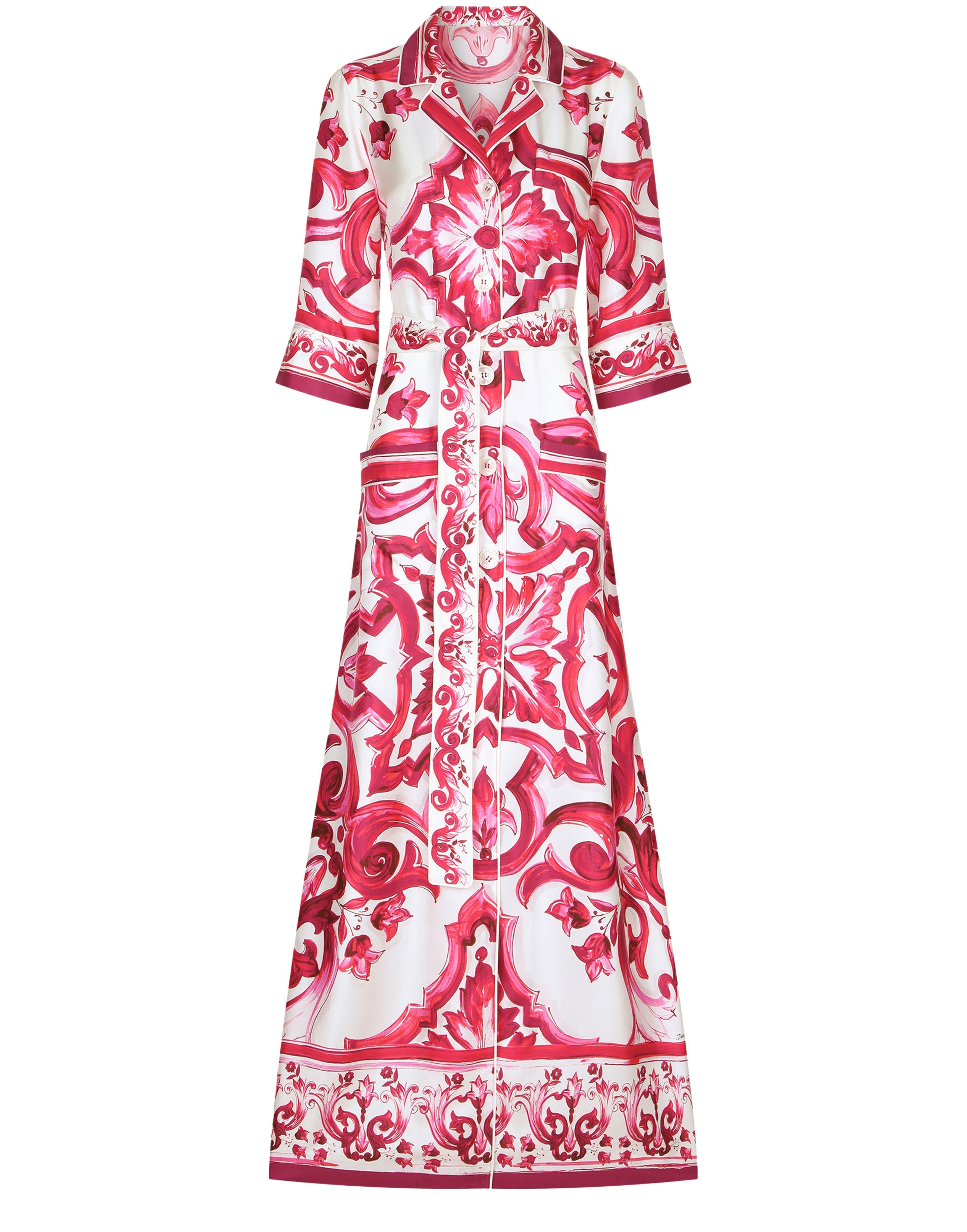 Dolce & Gabbana Silk twill robe with majolica print