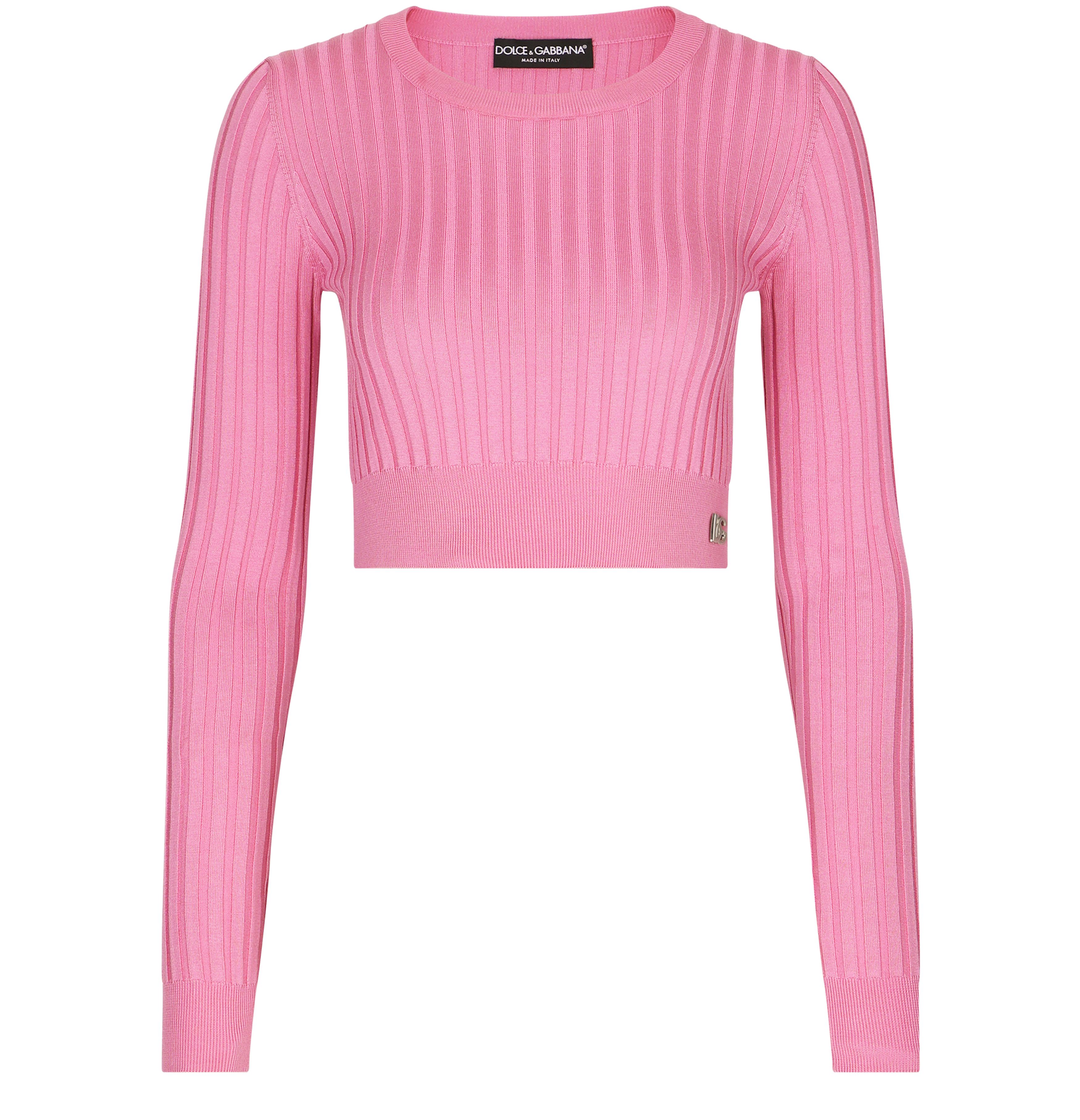 Dolce & Gabbana Ribbed Cropped Silk Top