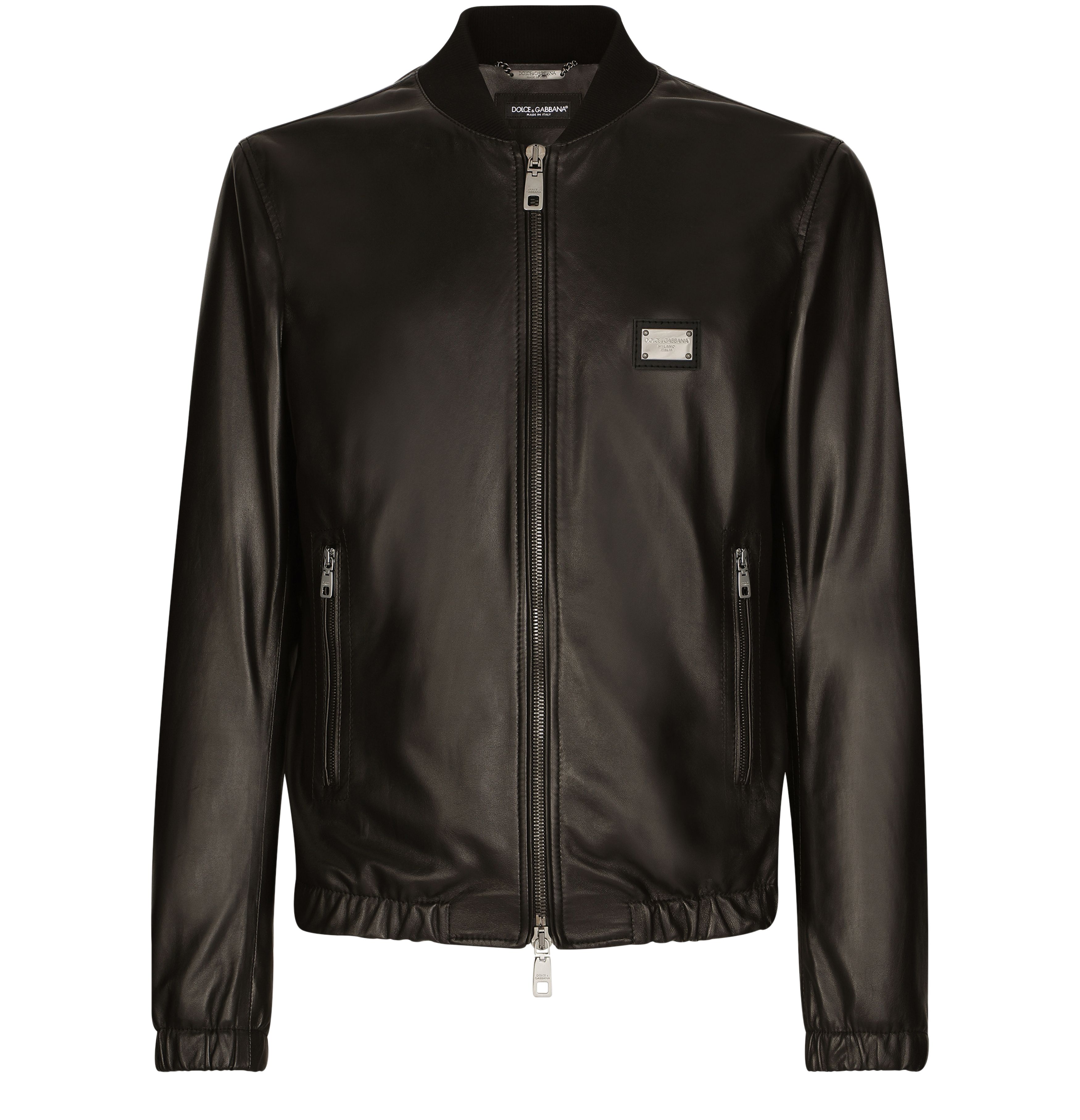 Dolce & Gabbana Leather jacket with branded tag