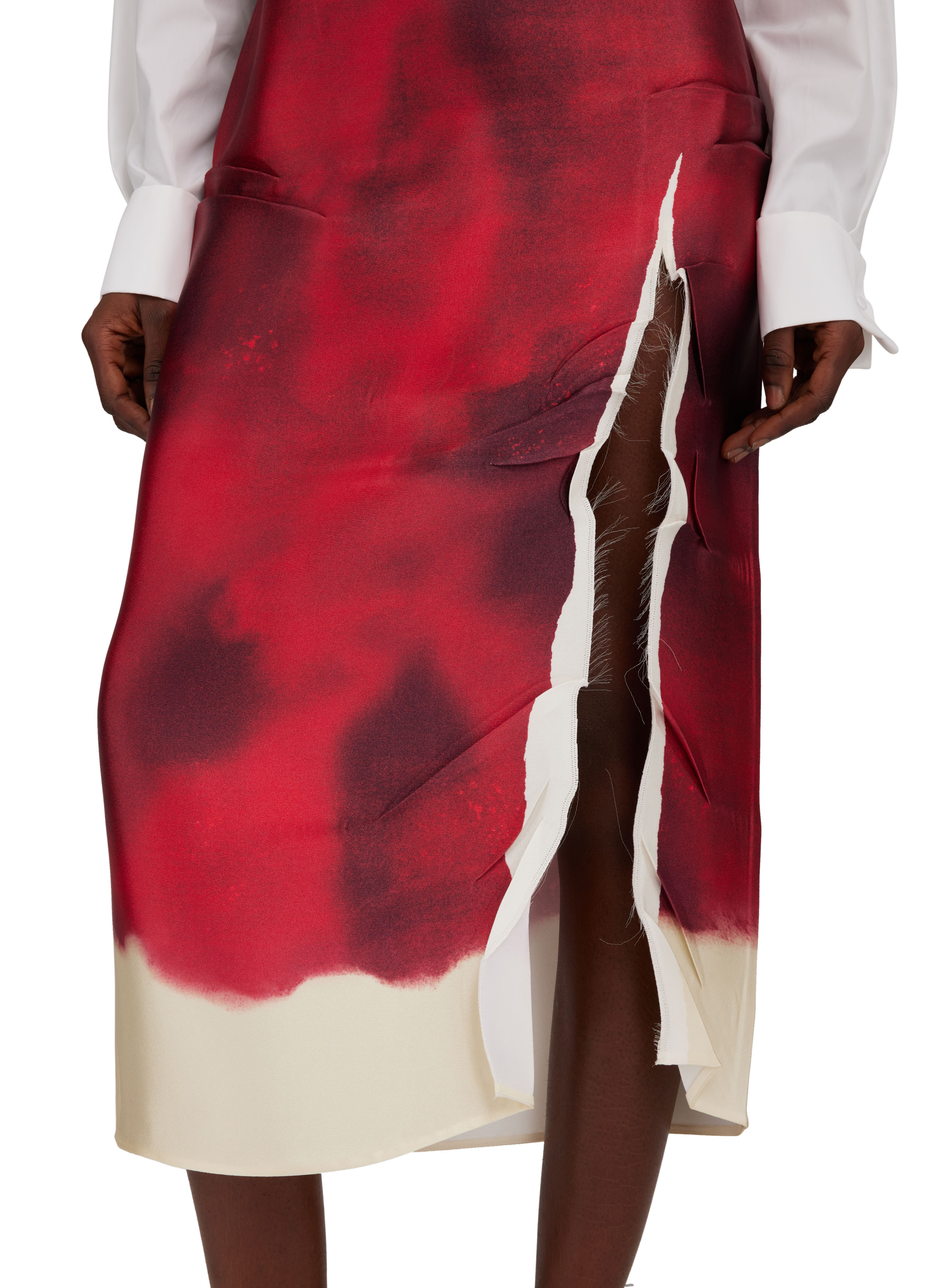 Prada Printed satin midi skirt with slit