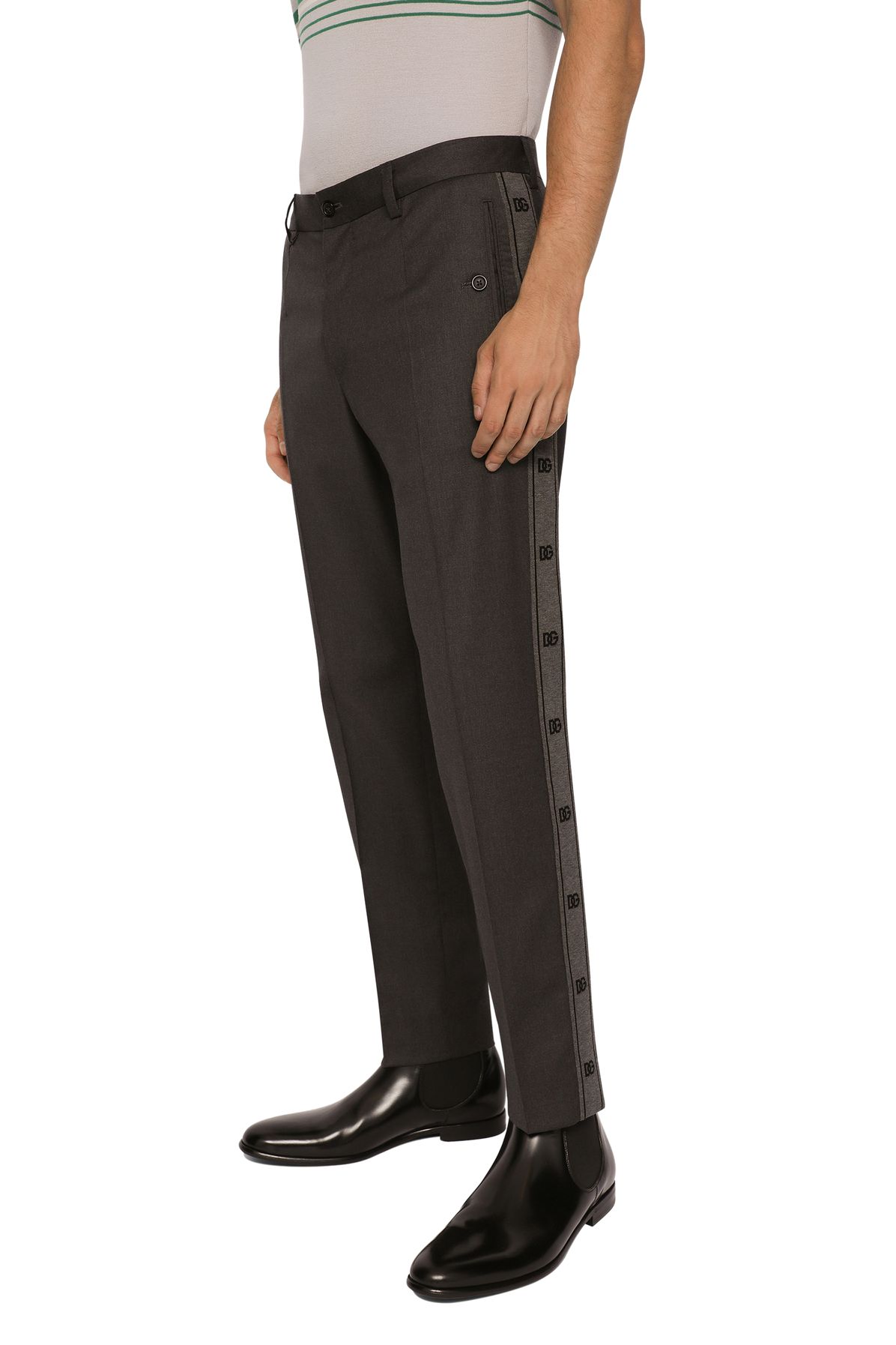 Dolce & Gabbana Stretch wool pants with side bands