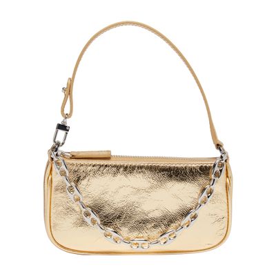 BY FAR Mini Rachel parchment metallic leather bag