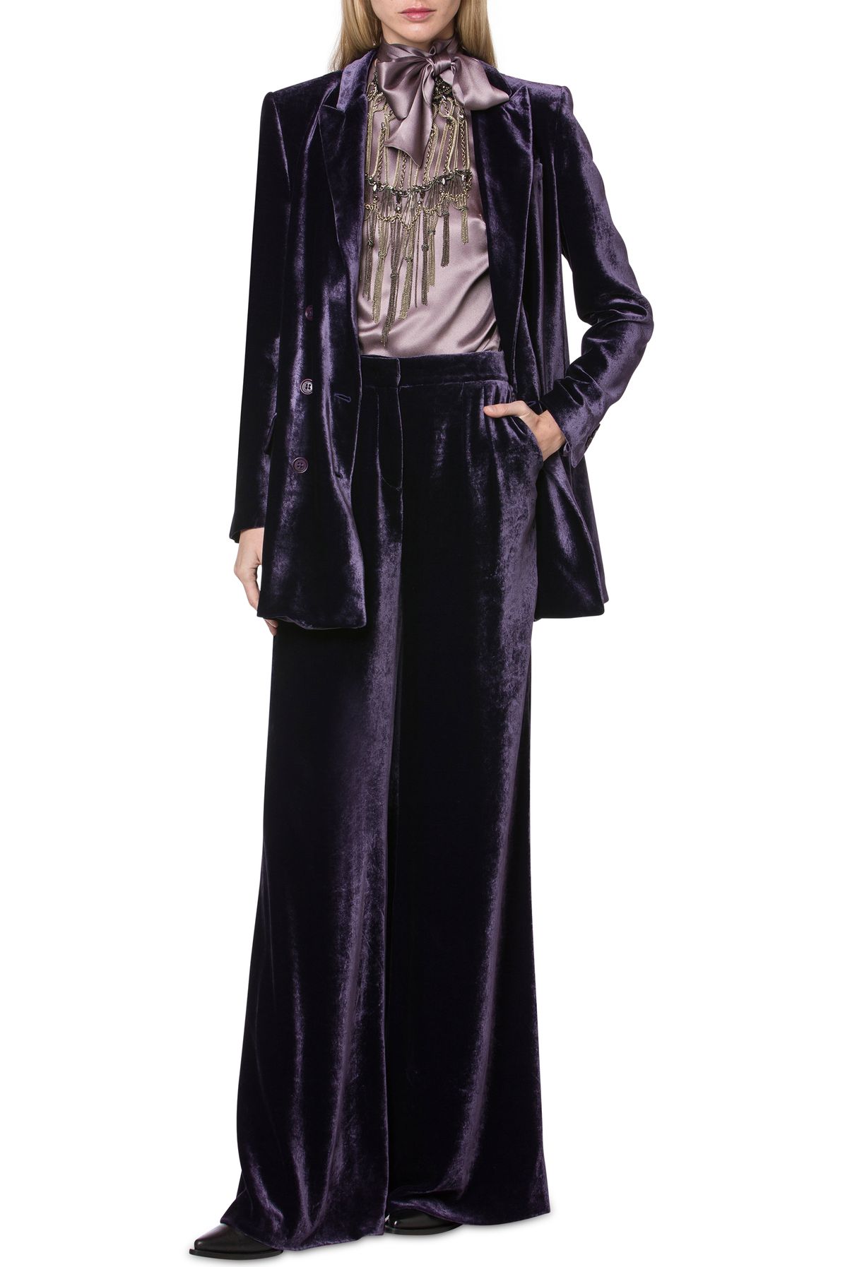 Alberta Ferretti Double-breasted velvet jacket