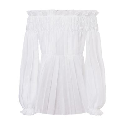 Alberta Ferretti Off-the-shoulder blouse in pleated organza