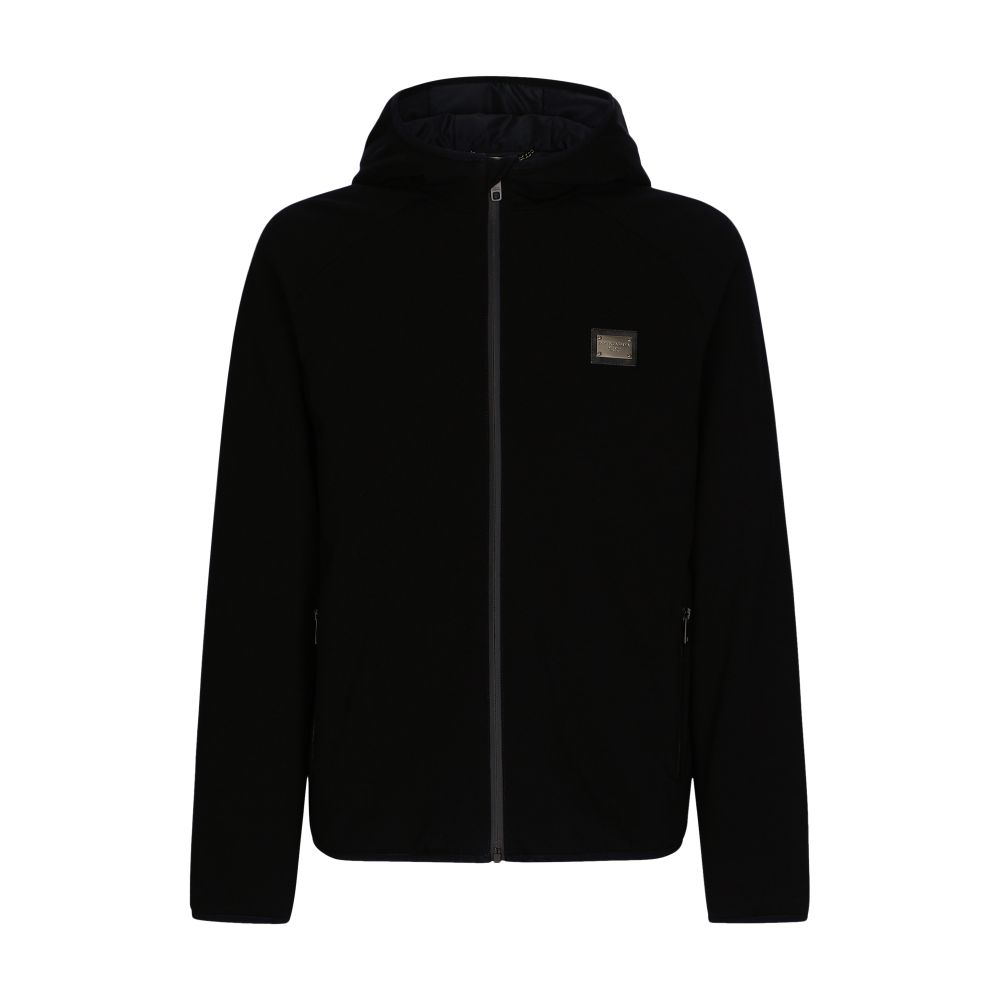 Dolce & Gabbana Hooded jersey jacket with branded tag